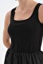 Women's Knitted Top and Woven Fabric Bottom Balloon Design Dress - 5