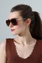 Women's Leopard Body Brown Glass Gold Handle Detailed Sunglasses - 7