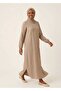 Hijab Long Dress with Long Elastic Sleeves in Dobby Pattern - 4