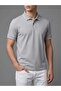 Men's Polo Collar Basic Short Sleeve Casual T-Shirt - Ice Gray - 3