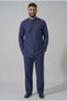 Navy Blue Wide Fit 100% Cotton Muslin Men's Hajj and Umrah Set - High Collar, Long Sleeves, Anti-Sweat