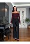 Black Lycra Palazzo Trousers with Elastic Waist - 3