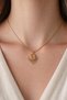 Vintage Steel Necklace with Pink Stone Detail