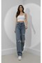 Yona Lycra Women's Blue Ripped Super High Waist Loose Leg Denim Jeans Palazzo - 5