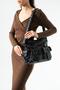 Washed Leather Multi-Pocket Shoulder Bag and Handbag Black Model: (571-12V)