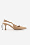 Women's Stiletto Pointed Toe Thick Strap Short Classic Heeled Shoes Riyona Beige - 8