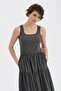 Women's Knitted Top and Woven Fabric Bottom Balloon Design Dress - 3