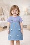 Baby Girl Denim Look Stretchy Jile 2-Piece Set Summer Dress Heart Embroidered Daisy Salopet + Basic Ti - 4