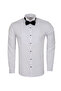 Men's White Ata Collar Pleated Tuxedo Shirt |   Double Cuff with Bow Tie and Cufflinks - 2