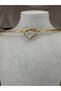 Gold Color Heart Detailed Choker Necklace Minimal Stylish Elegant Women's Necklace