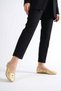 Gold Gold Patent Leather Women's Ballerinas Perforated Round Toe Comfortable Non-Slip Sole Shoes Hole - 5