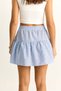 Women's White Navy Blue 100% Cotton Elastic Waist Bow Detailed Striped Mini Skirt 60282044 - 6