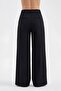 Women's Linen Fabric Pleated Detailed Inner Belt Garnished Design Trousers - 2