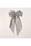 Elegant Handmade Women's Satin Big Bow Automatic Clip Silver Gray - Long Bow Clip Hairpin - 2