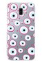 Samsung Galaxy J6 Plus Compatible Pink Evil Eye Bead Patterned Transparent Phone Case