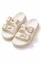 Pastel Gold Gold Buckle Detail High Sole Women's Slipper Beach Sand Beach Pool Slipper - 7