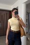 Premium Stand-Up Collar Blouse - Yellow - 4