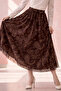 Patterned Tulle Skirt A222 Brown - 3