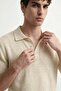 Bone Knit Textured Polo Collar Men's T-Shirt - 3