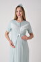 Women's Guipure Lace Detailed Maternity Dressing Gown and Nightgown Set - Breastfeeding Buttoned Cotton Maternity Set - 8