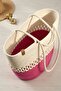 Double Color Patterned Jute Straw Look Beach Bag - Stylish Summer Shoulder Bag - Bohemian - 2
