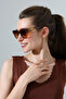 Women's Gold Detail Leopard Pattern Frame Brown Glass Sunglasses - 5