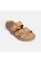 Women's Leather Buckle Wedge Heeled Nubuck Leather Slippers - 5