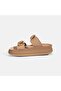 Women's Leather Buckle Wedge Heeled Nubuck Leather Slippers - 3