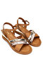 Women's Genuine Leather Tan Heeled Sandals - 2