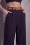 Women's Palazzo Patterned Fabric Trousers Imported Doubleface Fabric with Belt - 5