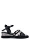 Women's Genuine Leather Black Heeled Sandals