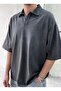 Never Lock Embroidered Washable Anthracite Polo Neck T-Shirt - 4