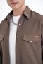 Men's Comfort Fit Side Pocket Flexible Pinstripe Camel Shirt Jacket g 1608 - 6