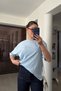 Washable Crew Neck Premium T-Shirt - Blue
