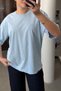 Washable Crew Neck Premium T-Shirt - Blue - 4