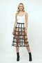 Black Skirt with Leather Stripes and Cage Detail - Midi Length Leather Skirt - Brf1396