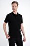 Comfort Fit Ribbed Sleeves 100% Cotton Buttoned Black Polo Collar T-Shirt Ts 922 - 4