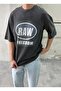 Raw Print Washed Anthracite Oversize T-Shirt - 3
