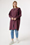 6437 - Stylish Comfortable Zippered Baby Collar Belt Tie Detailed Long Tunic Cap - 5
