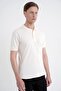 Comfort Fit Ribbed Sleeves 100% Cotton Buttoned Ecru Polo Collar T-Shirt Ts 922 - 4