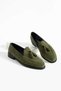 Corcik Khaki Green Suede Men's Loafer Shoes – Classic Tasseled Black Casual - 3