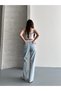 Women's High Waist Wide Leg Jeans with Detailed Cuffs - 3