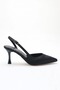 Women's Satin Design Asymmetrical Banded Pointed Toe Thin Heeled Shoes