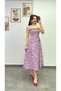Cotton Fabric Dress with Rope Straps and Rubber Detail on the Chest - 5
