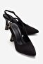 Women's Bow Tie Stone Heeled Sandals Black Zra