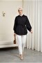 Buttoned Shirt with Belted Waistband and Sequin Detail - Black - 3