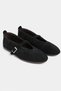 Mera Black Suede Buckle Detail Genuine Leather Buckle Detail Flat Sole Women's Ballerinas - 5