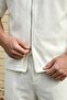 Men's Crepe Fabric White Relaxed Fit Double Zipper Short Sleeve Jacket & Pants Bottom Top Set Ls-0265 - 3
