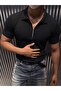 Luuk Men's Slim Fit Zippered Polo Collar Ribbed T-Shirt - 2
