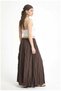 Women's Brown Voile Fabric Wrinkled Skirt with Elastic Waist and Long Lining - 4